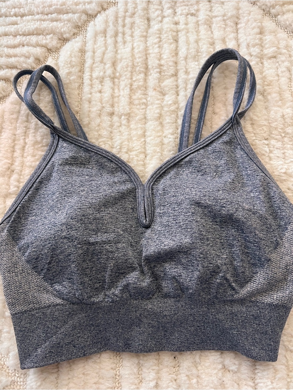 Zella Heather Gray Double-Strap V-Neck Sports Bralette